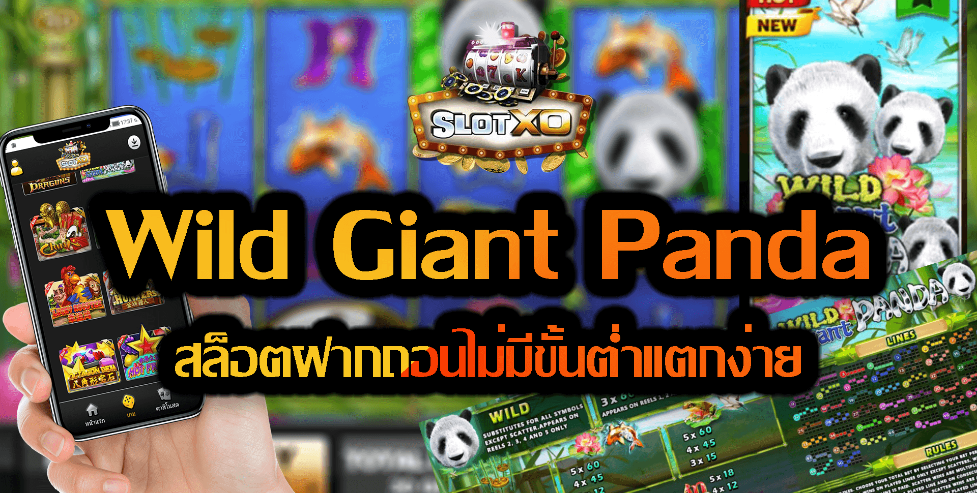 SLOT XO ฝาก10บาทรับ100 Wild Giant Panda สล็อตรวมค่าย Free